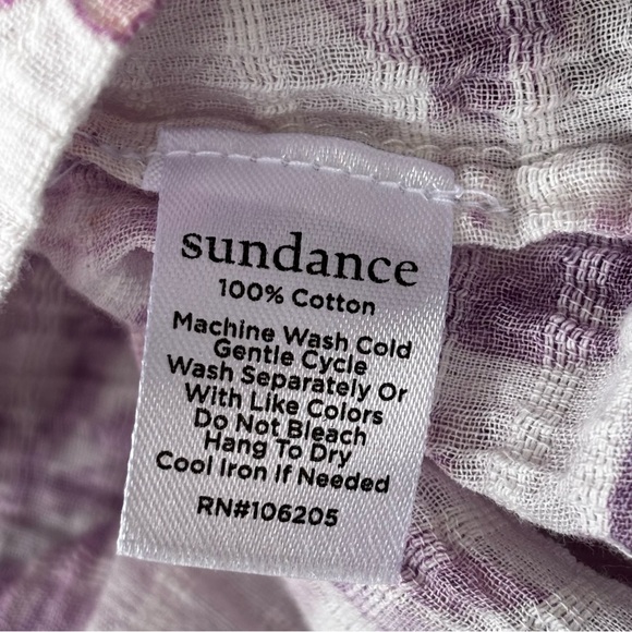 Sundance Bird Floral Button Down Top Gauze Purple White Size Large Long Sleeve - Picture 7 of 9